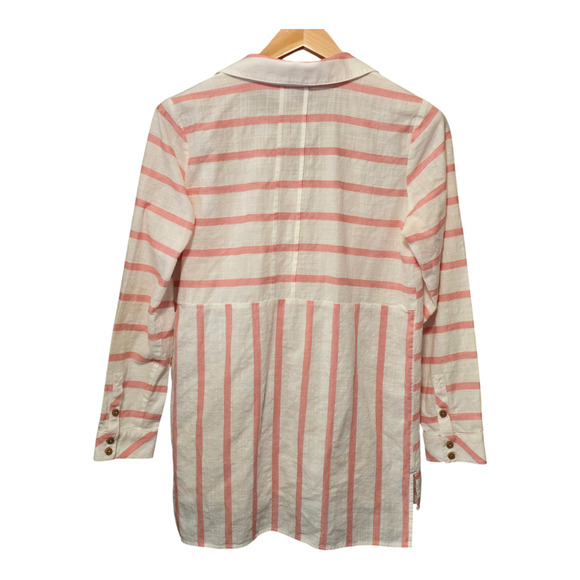 Soft Surroundings Popover Top Tunic Womens Medium White/Pink Modena Lightweight - Picture 2 of 9